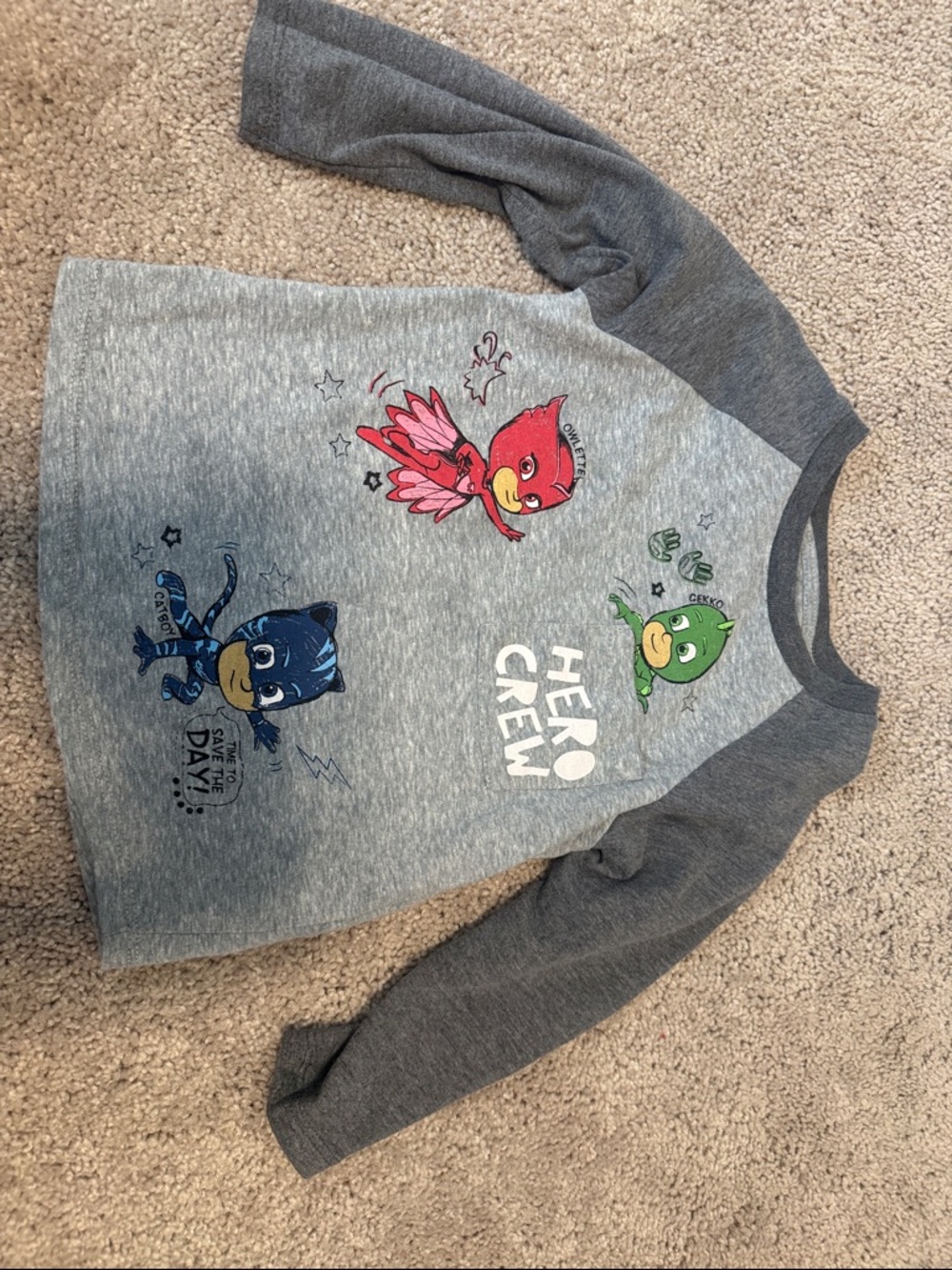 PJ Masks Kids' Grey 'Hero Crew' Raglan Long-Sleeve Tee